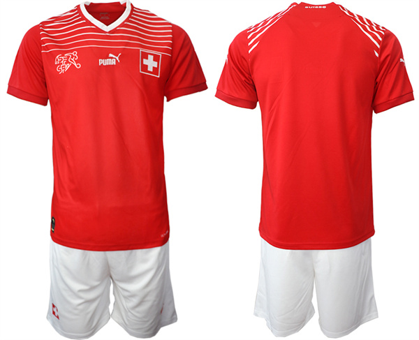 Men's Switzerland Custom Red Home Soccer Jersey Suit